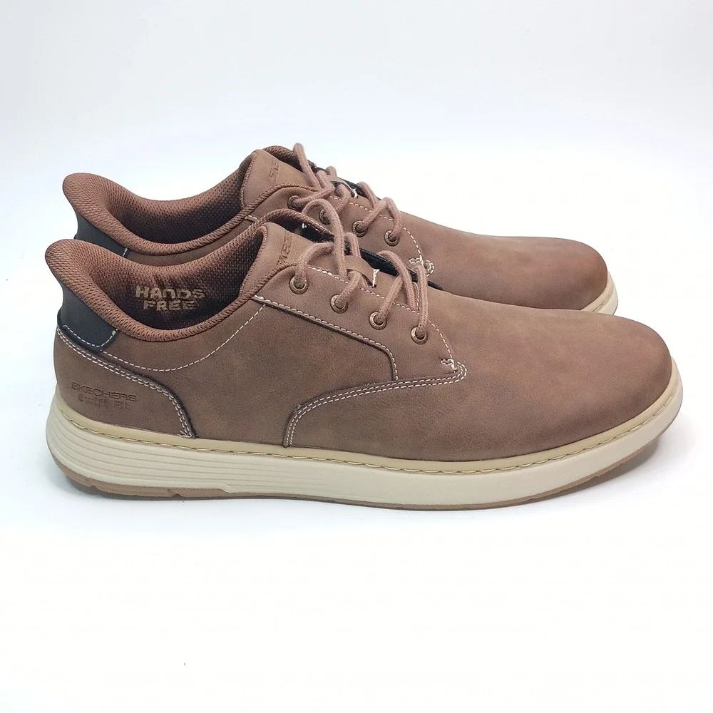 Skechers Swift Fit Hands Free Slip-ins Men Size 12 Brown Synthetic Leather
